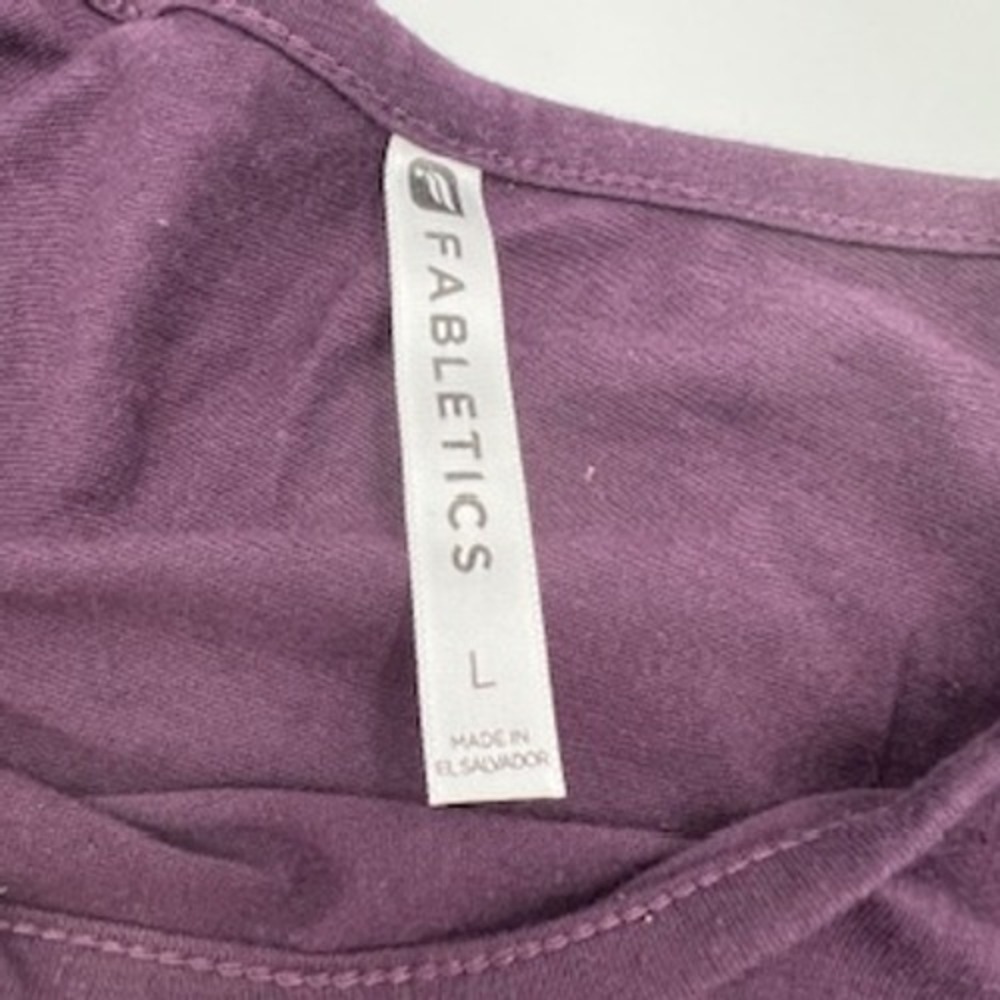 Fabletics Womens Purple Long Sleeve Pleated Shoulder Scoop Neck Top Large L - Picture 3 of 10